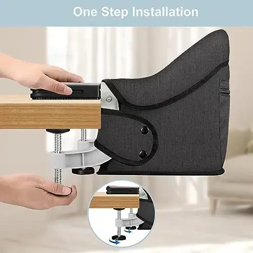 Hook On High Chair, Jozzve Baby High Chair, Portable High Chair for Travel, Foldable Fast Table Chair with Storage Bag, Baby Feeding Seat Clip On High Chair for Home and Travel (Bright Blue) - 3