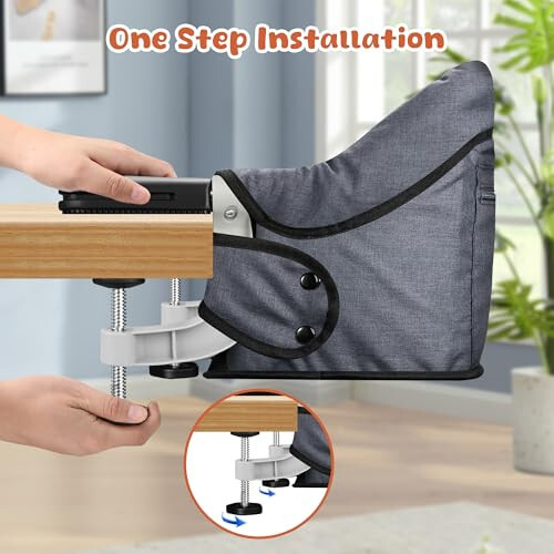Hook On High Chair, Jozzve Baby High Chair, Portable High Chair for Travel, Foldable Fast Table Chair with Storage Bag, Baby Feeding Seat Clip On High Chair for Home and Travel (Grey) - 4