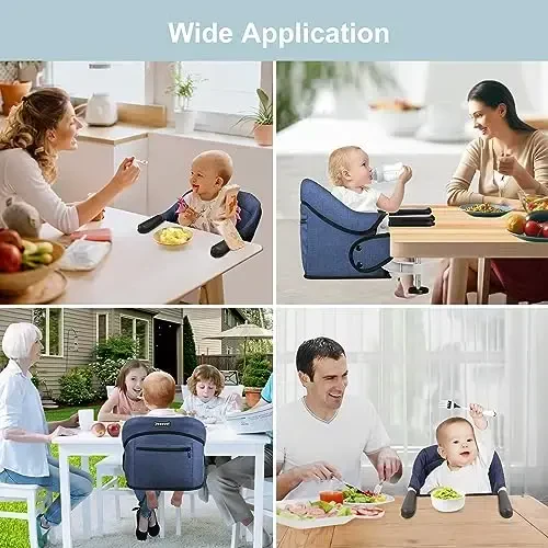 Hook On High Chair, Jozzve Baby High Chair, Portable High Chair for Travel, Foldable Fast Table Chair with Storage Bag, Baby Feeding Seat Clip On High Chair for Home and Travel (Navy) - 6