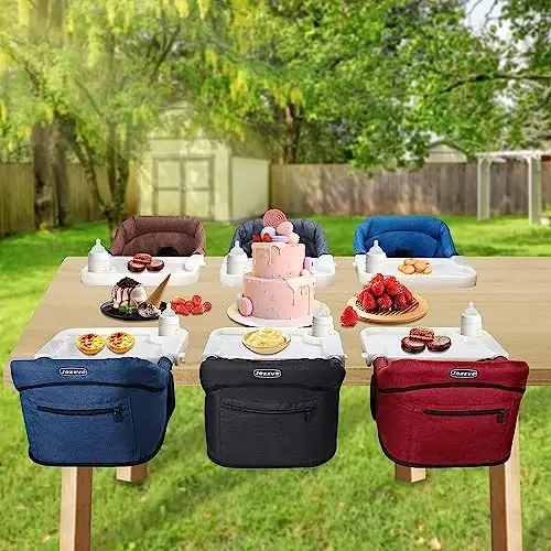 Hook On High Chair, Jozzve Clip on High Chair with Removable Dining Tray for Babies and Toddlers, Fold-Flat Storage Portable Baby Feeding Seat, Attach to Fast Table Chair for Home Travel (Grey) - HOOK (1)