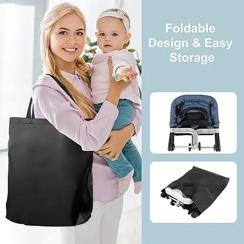 Hook On High Chair, Jozzve Clip on High Chair with Removable Dining Tray for Babies and Toddlers, Fold-Flat Storage Portable Baby Feeding Seat, Attach to Fast Table Chair for Home Travel (Navy) - 5