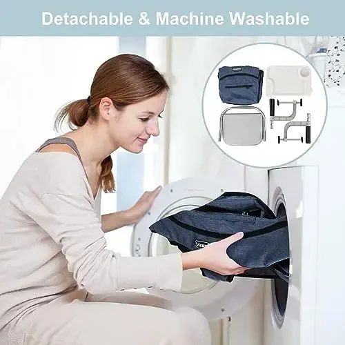 Hook On High Chair, Jozzve Clip on High Chair with Removable Dining Tray for Babies and Toddlers, Fold-Flat Storage Portable Baby Feeding Seat, Attach to Fast Table Chair for Home Travel (Navy) - 6