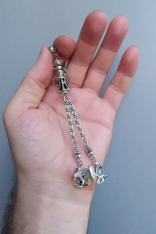 Hookah Model Black Wolf Dangle 925 Sterling Silver Plated Tassel - Black Dangle - VIP KEHRIBAR