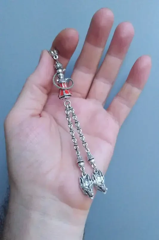 Hookah Model Orange Wolf Dangling 925 Sterling Silver Plated Tassel-Orange Wolf Dangling - VIP KEHRIBAR