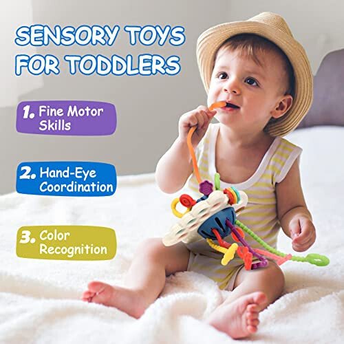 Hooku Montessori Toys for 1 Year Old, Sensory Toys for Babies, Food Grade Silicone Pull String Activity Toy, Fine Motor Toys, Travel Toys, Toddler Infant Girl Boy Gifts - Hooku (1)