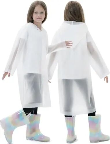 HOOMBOOM 2 Pack Reusable Waterproof Raincoat EVA Emergency Rain Ponchos One Size Rain Jacket for Children, Boys and Girls - HOOMBOOM (1)