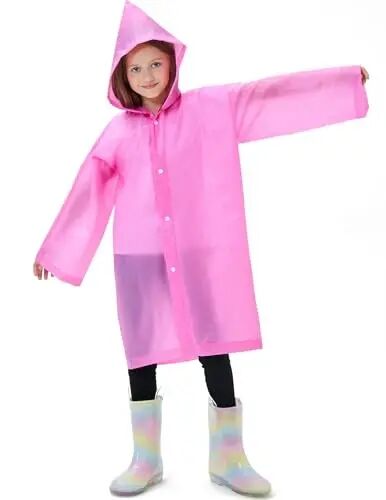 HOOMBOOM 2 Pack Reusable Waterproof Raincoat EVA Emergency Rain Ponchos One Size Rain Jacket for Children, Boys and Girls - HOOMBOOM (1)