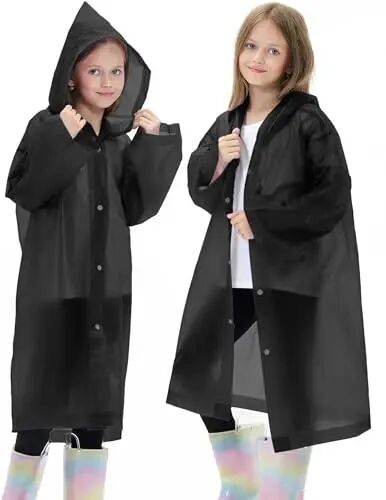 HOOMBOOM 2 Pack Reusable Waterproof Raincoat EVA Emergency Rain Ponchos One Size Rain Jacket for Children, Boys and Girls - 5