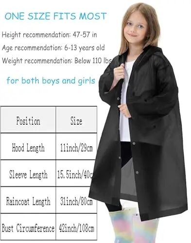 HOOMBOOM 2 Pack Reusable Waterproof Raincoat EVA Emergency Rain Ponchos One Size Rain Jacket for Children, Boys and Girls - 3