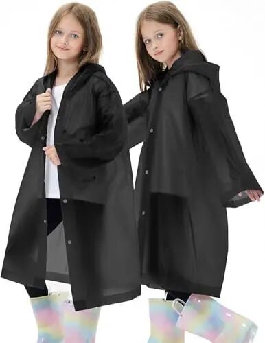 HOOMBOOM 2 Pack Reusable Waterproof Raincoat EVA Emergency Rain Ponchos One Size Rain Jacket for Children, Boys and Girls - 5