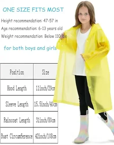 HOOMBOOM 2 Pack Waterproof Raincoats for Kids Reusable, EVA Rain Ponchos Emergency Rain Jacket for Children, Boys and Girls - 3