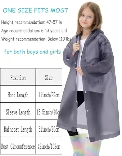 HOOMBOOM 2 Pack Waterproof Raincoats for Kids Reusable,EVA Rain Ponchos Emergency Rain Jacket for Children, Boys and Girls - HOOMBOOM (1)