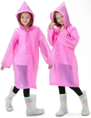 HOOMBOOM 2 Pack Waterproof Raincoats for Kids Reusable,EVA Rain Ponchos Emergency Rain Jacket for Children, Boys and Girls - 4