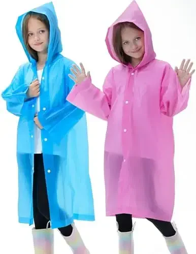 HOOMBOOM 2 Pack Waterproof Raincoats for Kids Reusable,EVA Rain Ponchos Emergency Rain Jacket for Children, Boys and Girls - 5