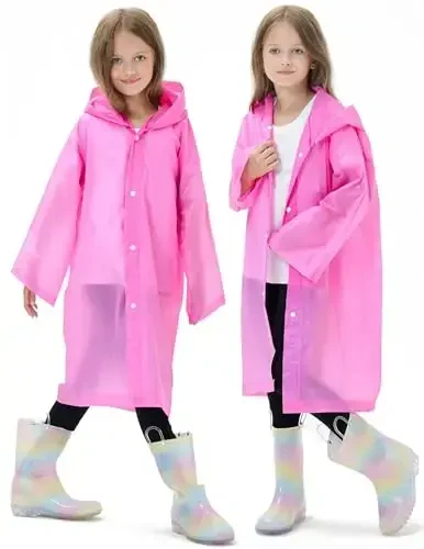HOOMBOOM 2 Pack Waterproof Raincoats for Kids Reusable,EVA Rain Ponchos Emergency Rain Jacket for Children, Boys and Girls - 1