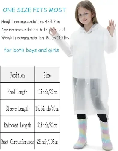 HOOMBOOM 2 Pack Waterproof Raincoats for Kids Reusable,EVA Rain Ponchos Emergency Rain Jacket for Children, Boys and Girls - 3
