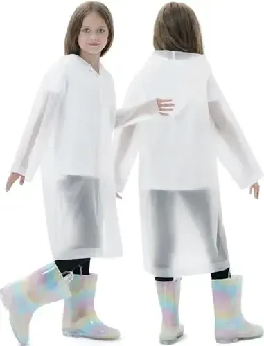HOOMBOOM 2 Pack Waterproof Raincoats for Kids Reusable,EVA Rain Ponchos Emergency Rain Jacket for Children, Boys and Girls - 6
