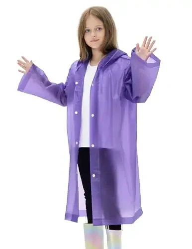 HOOMBOOM 2 Pack Waterproof Raincoats for Kids Reusable,EVA Rain Ponchos Emergency Rain Jacket for Children, Boys and Girls - 3