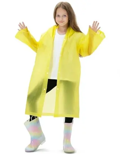 HOOMBOOM 2 Pack Waterproof Raincoats for Kids Reusable,EVA Rain Ponchos Emergency Rain Jacket for Children, Boys and Girls - 2