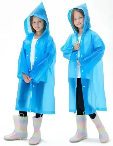 HOOMBOOM 2 Pack Waterproof Raincoats for Kids Reusable,EVA Rain Ponchos Emergency Rain Jacket for Children, Boys and Girls - 4