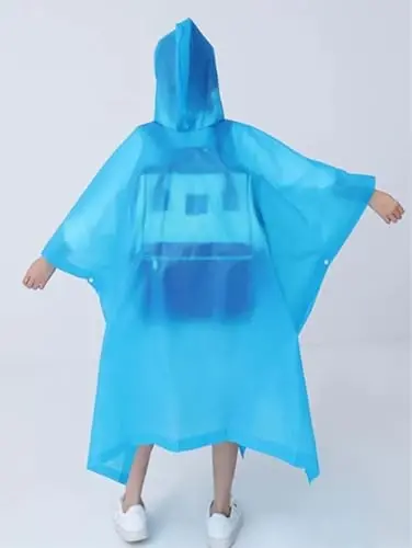 HOOMBOOM Bolalar uchun yomg'ir ponchosi (2 dona) Suv o'tkazmaydigan qayta foydalanish mumkin bo'lgan EVA yomg'ir paltosi Bir o'lchamli yomg'ir kurtkalari bolalar, o'g'il bolalar va qizlar uchun - 5