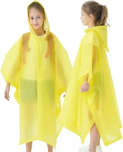 HOOMBOOM Rain Poncho for Kids(2 Pack) Waterproof Reusable EVA Raincoat One Size Rain Jackets for Children,Boys and Girls - 5