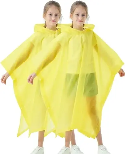 HOOMBOOM Rain Poncho for Kids(2 Pack) Waterproof Reusable EVA Raincoat One Size Rain Jackets for Children,Boys and Girls - 6