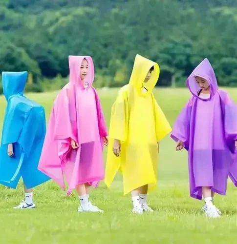 HOOMBOOM Rain Poncho for Kids(2 Pack) Waterproof Reusable EVA Raincoat One Size Rain Jackets for Children,Boys and Girls - 5