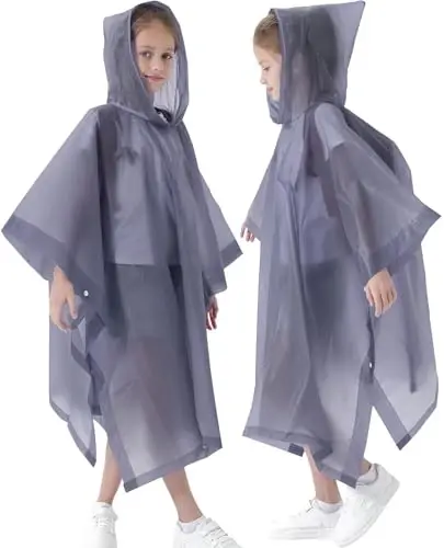 HOOMBOOM Rain Poncho for Kids(2 Pack) Waterproof Reusable EVA Raincoat One Size Rain Jackets for Children,Boys and Girls - 4