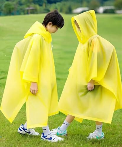 HOOMBOOM Rain Poncho for Kids(2 Pack) Waterproof Reusable EVA Raincoat One Size Rain Jackets for Children,Boys and Girls - 2