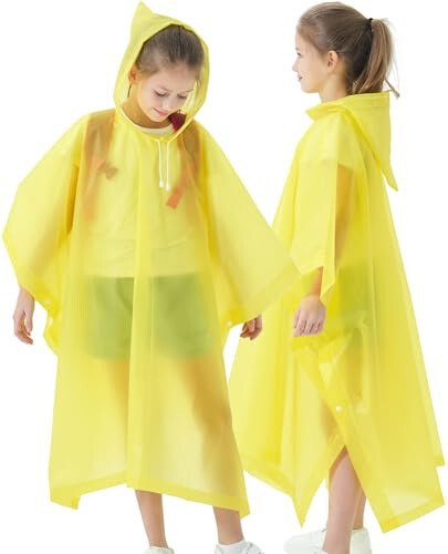 HOOMBOOM Rain Poncho for Kids(2 Pack) Waterproof Reusable EVA Raincoat One Size Rain Jackets for Children,Boys and Girls - 5