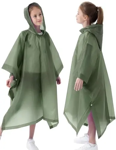 HOOMBOOM Rain Poncho for Kids(2 Pack) Waterproof Reusable EVA Raincoat One Size Rain Jackets for Children,Boys and Girls - HOOMBOOM