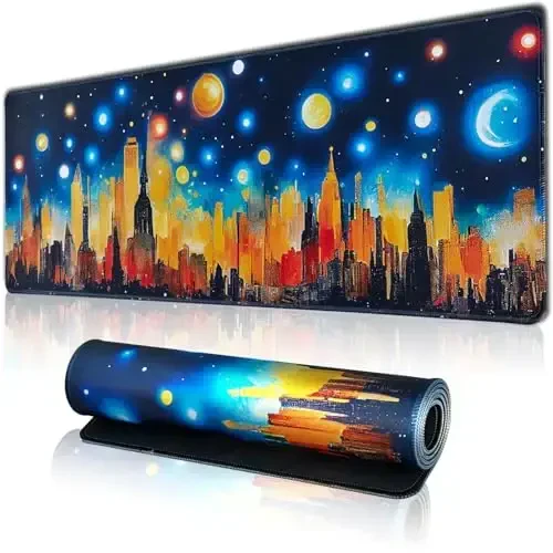 Hopipad Large Gaming Mouse Pad, Desk Mat With Seamed Edges, Waterproof Non-Slip Rubber Base, 31.5x11.8 Inch Keyboard Pad Computer Mat, Big XL City Mousepad - 1
