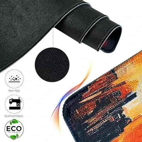 Hopipad Large Gaming Mouse Pad, Desk Mat With Seamed Edges, Waterproof Non-Slip Rubber Base, 31.5x11.8 Inch Keyboard Pad Computer Mat, Big XL City Mousepad - 2