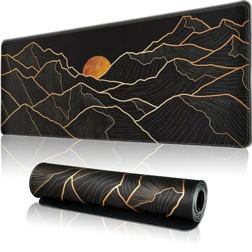 Hopipad Large Gaming Mouse Pad for Desk, Desk Mat with Seamed Edges, Waterproof Desk Pad, Non-Slip Rubber Base, 31.5x11.8 Inch Keyboard Pad Computer Mat, Big XL Black Mousepad - 2