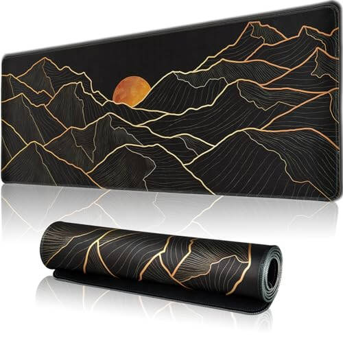 Hopipad Large Gaming Mouse Pad for Desk, Desk Mat with Seamed Edges, Waterproof Desk Pad, Non-Slip Rubber Base, 31.5x11.8 Inch Keyboard Pad Computer Mat, Big XL Black Mousepad - 2