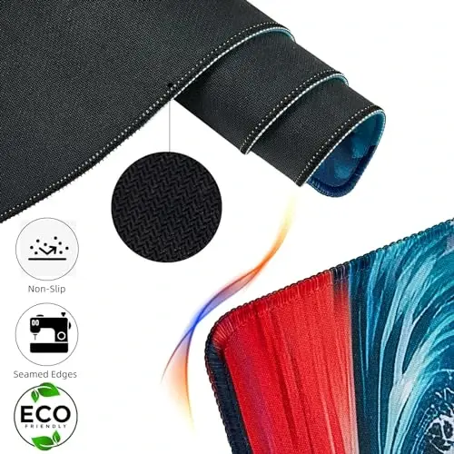Hopipad Japanese Style Waves Large Gaming Mouse Pad for Desk, Desk Mat with Seamed Edges, Waterproof Desk Pad, Non-Slip Rubber Base, 31.5x11.8 Inch Keyboard Pad Computer Mat, Big XL Mousepad - HOPIPAD (1)