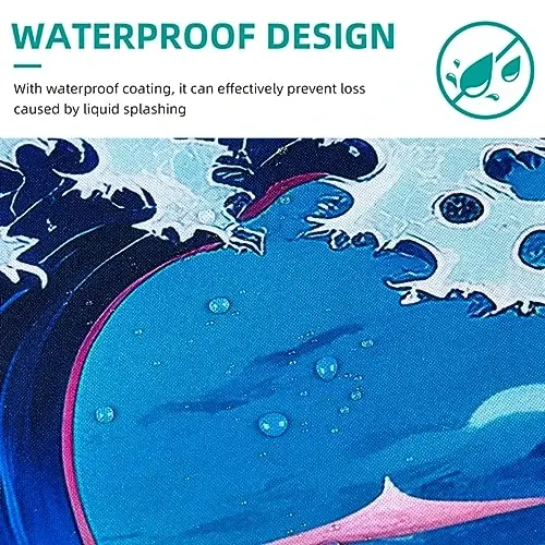 Hopipad Japanese Style Waves Large Gaming Mouse Pad for Desk, Desk Mat with Seamed Edges, Waterproof Desk Pad, Non-Slip Rubber Base, 31.5x11.8 Inch Keyboard Pad Computer Mat, Big XL Mousepad - 4