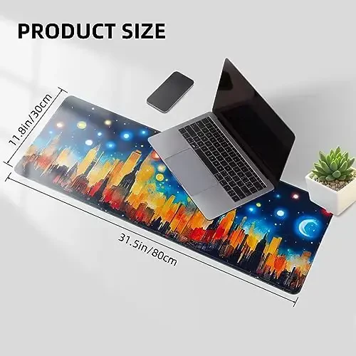 Hopipad Large Gaming Mouse Pad, Desk Mat With Seamed Edges, Waterproof Non-Slip Rubber Base, 31.5x11.8 Inch Keyboard Pad Computer Mat, Big XL City Mousepad - 5