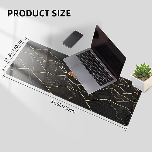 Hopipad Large Gaming Mouse Pad for Desk, Desk Mat with Seamed Edges, Waterproof Desk Pad, Non-Slip Rubber Base, 31.5x11.8 Inch Keyboard Pad Computer Mat, Big XL Black Mousepad - 5