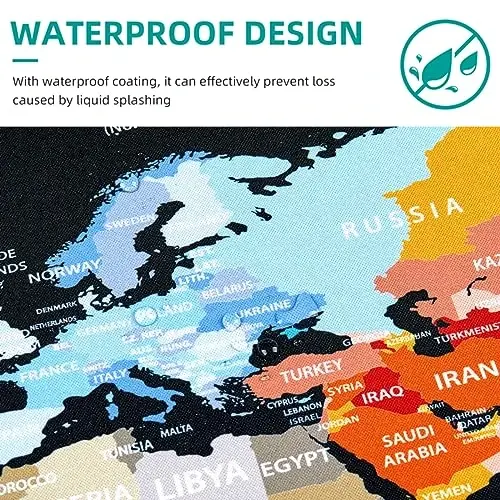 Hopipad World Map Large Gaming sichqonchasi uchun gilam, stol uchun gilam, choklangan qirralari bilan stol uchun suv o'tkazmaydigan gilam, sirpanmaydigan kauchuk taglik, 31,5x11,8 dyuymli klaviatura uchun gilam kompyuter uchun gilam, katta XL sichqonchasi uchun gilam - 4