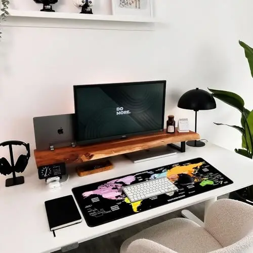 Hopipad World Map Large Gaming sichqonchasi uchun gilam, stol uchun gilam, choklangan qirralari bilan stol uchun suv o'tkazmaydigan gilam, sirpanmaydigan kauchuk taglik, 31,5x11,8 dyuymli klaviatura uchun gilam kompyuter uchun gilam, katta XL sichqonchasi uchun gilam - 6