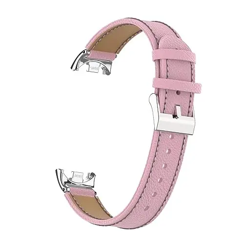 HOPMC Mi Band 8 Fashion Metal Connector Lychee Grain Leather Strap Replacement Wristbands Strap Compatible for Xiaomi Mi Smart Band 8 /8NFC /9/10（Not included Tracker ） - 6