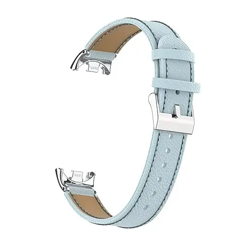 HOPMC Mi Band 8 Fashion Metal Connector Lychee Grain Leather Strap Replacement Wristbands Strap Compatible for Xiaomi Mi Smart Band 8 /8NFC /9（Not included Tracker ） - 6