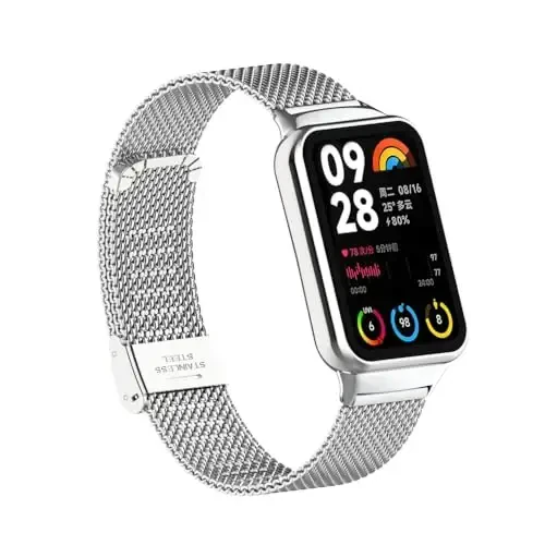 HOPMC Straps For Xiaomi Mi Band 8 Pro/Redmi Smartwatch 4 Metal Bracelet Protective Frame and 18MM Steel Mesh Wristband Bracelet for Women Men - 6