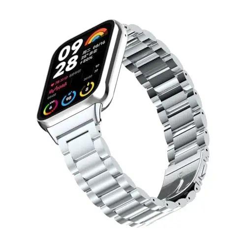 HOPMC Straps For Xiaomi Mi Band 8/9 Pro/Redmi Smartwatch 4/5 Metal Bracelet Protective Frame and 18MM Steel Mesh Wristband Bracelet for Women Men - 5
