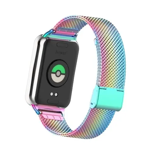 HOPMC Straps For Xiaomi Mi Band 8/9 Pro/Redmi Smartwatch 4/5 Metal Bracelet Protective Frame and 18MM Steel Mesh Wristband Bracelet for Women Men - 6