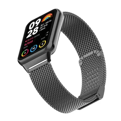 HOPMC Straps For Xiaomi Mi Band 8/9 Pro/Redmi Smartwatch 4/5 Metal Bracelet Protective Frame and 18MM Steel Mesh Wristband Bracelet for Women Men - 5