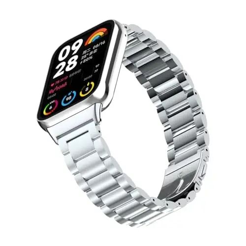 HOPMC Straps For Xiaomi Mi Band 8/9 Pro/Redmi Smartwatch 4/5 Metal Bracelet Protective Frame and 18MM Steel Mesh Wristband Bracelet for Women Men - 5