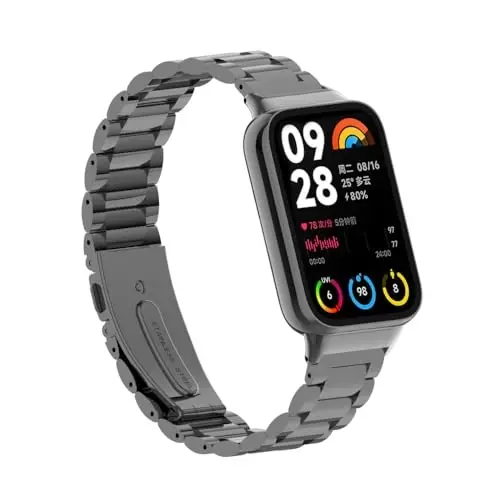 HOPMC Straps For Xiaomi Mi Band 8/9 Pro/Redmi Smartwatch 4/5 Metal Bracelet Protective Frame and 18MM Steel Mesh Wristband Bracelet for Women Men - 9